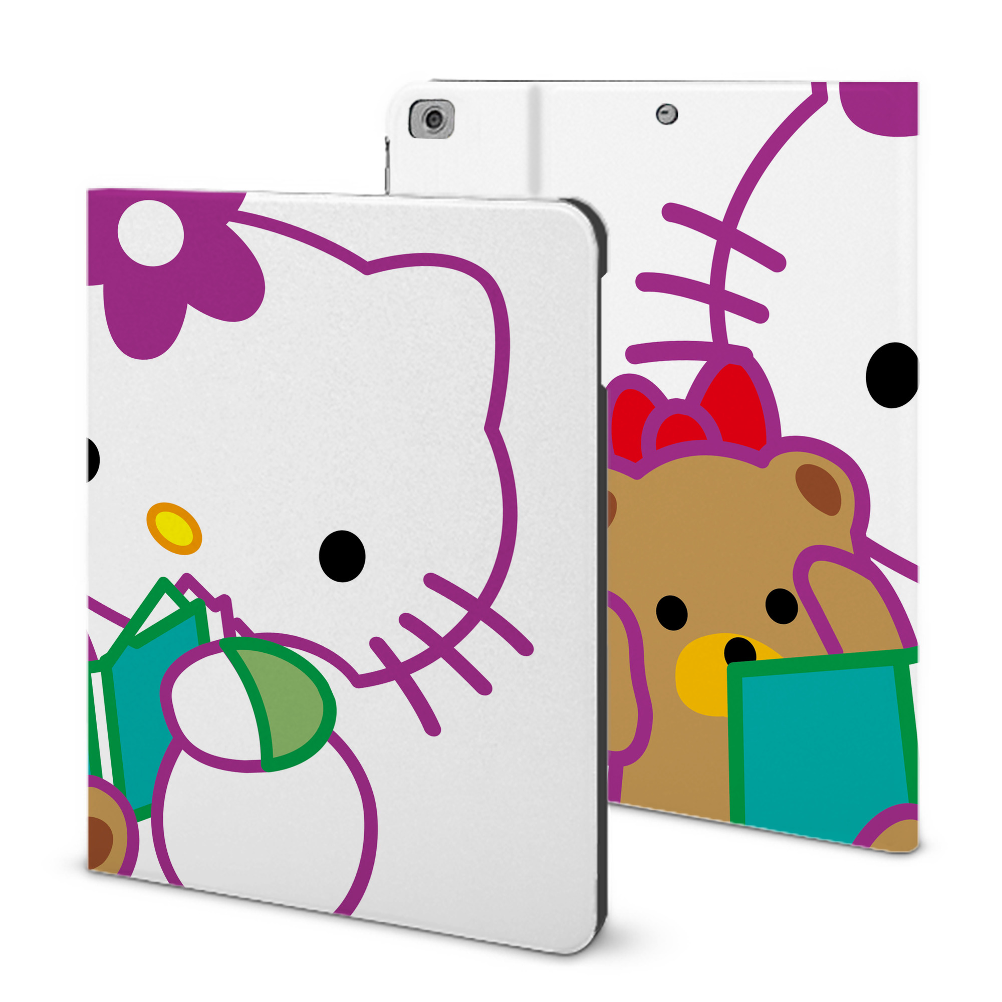 （画像用） Hello Kitty ハローキティ IPad ケース ブック型 PUレザー TPU 耐衝撃 軽量 薄型 ペン収納なし 全面保護 IPad 各モデル対応